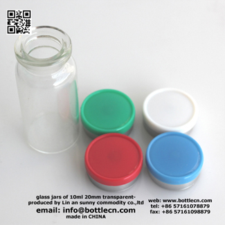 glass jars of 10ml 20mm transparent colored aluminium caps